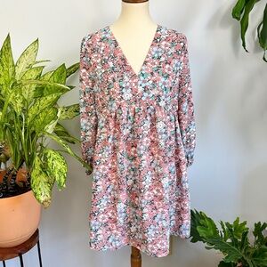 Retro Inspired Floral Babydoll Dress, 60’s Go-go Chiffon Dress, Groovy Hippie B4